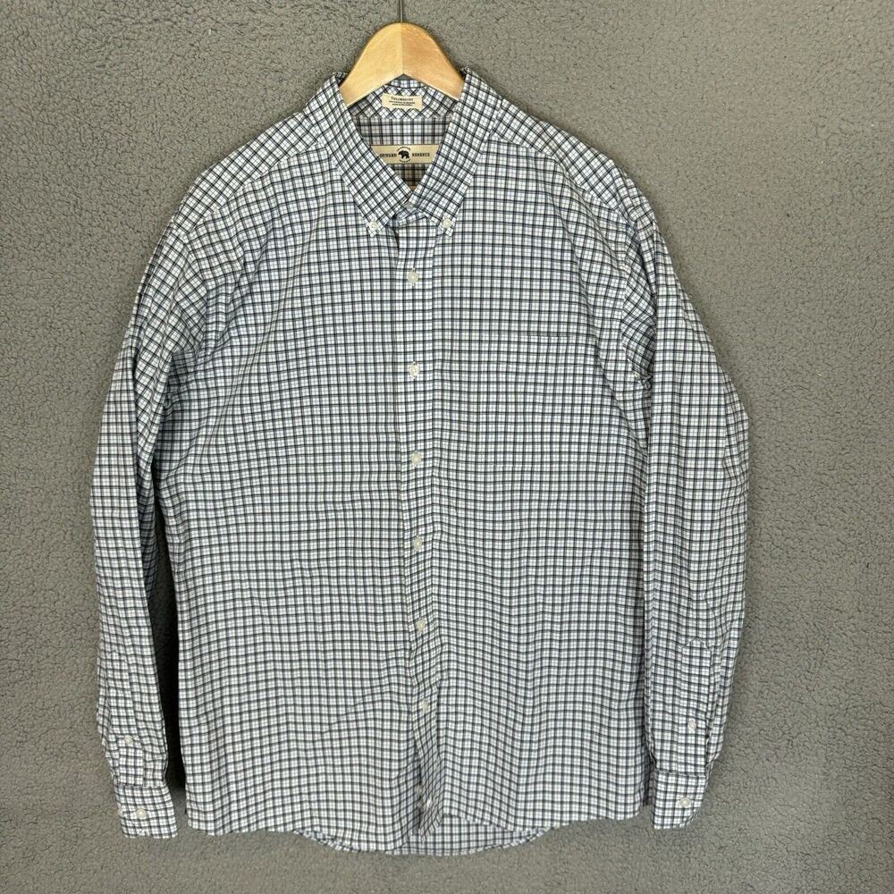 Onward Reserve Shirt Mens XL Blue Plaid Tailored Fit Long Sleeve Button Down